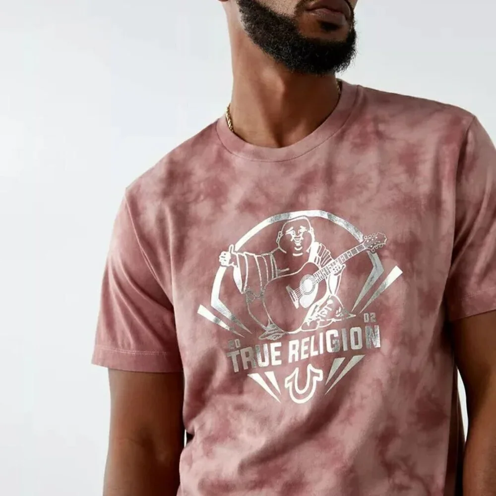 True Religion Jeans T-Shirt Tie Dye Logo Tee Crew Buddha Horseshoe Graphic Men's